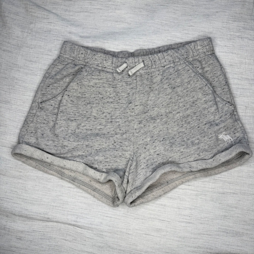 Abercrombie Kids Girls 13/14 Gray Fleece Shorts Active Lounge Rolled Hem Pockets